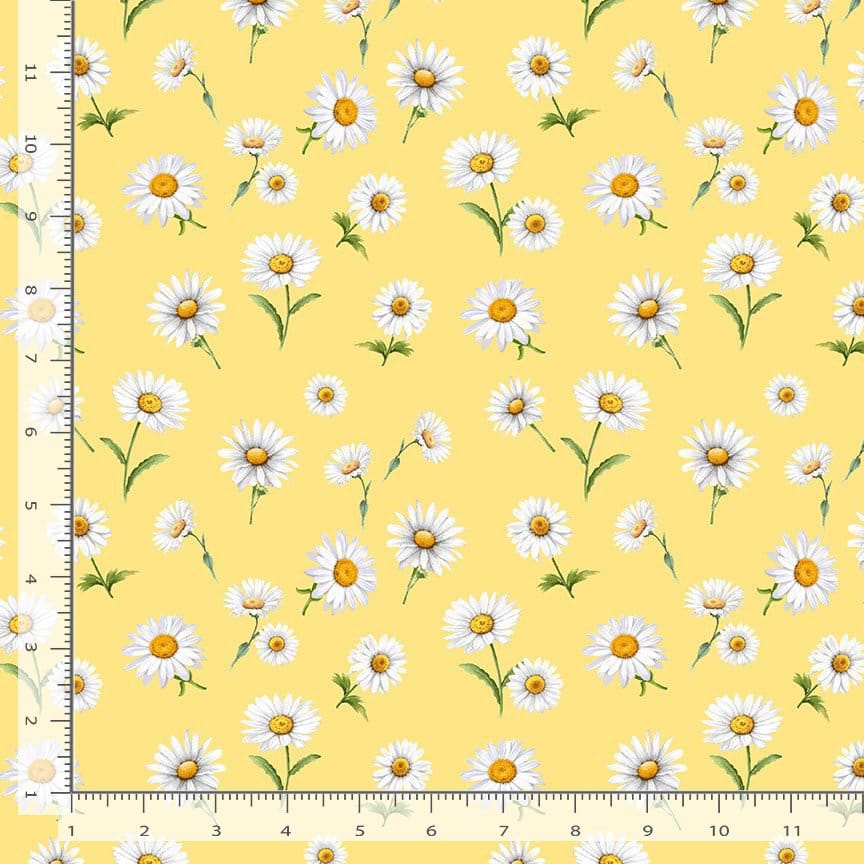 Timeless Treasures Bee Kind Spaced Daisies Quilting Cotton Fabric- Yellow