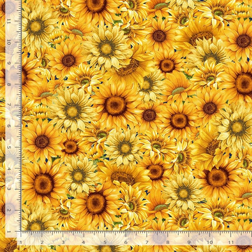 Timeless Treasures Sunflower Farm Packed Sunflowers Quilting Cotton Fabric- Sunflower