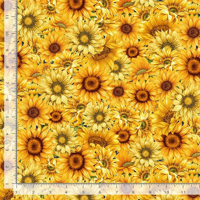 Timeless Treasures Sunflower Farm Packed Sunflowers Quilting Cotton Fabric- Sunflower