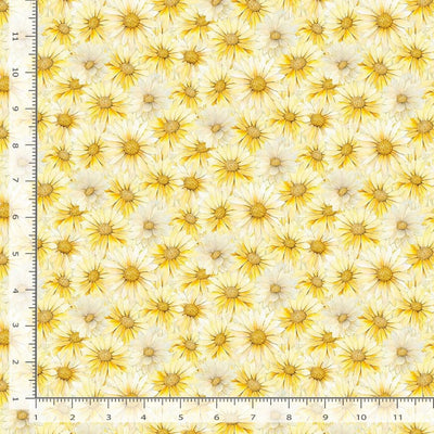 Timeless Treasures Forest Whisper Packed Daisy Quilting Cotton Fabric- Yellow