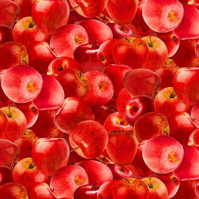 Timeless Treasures Orchard Valley Packed Red Apples Quilting Cotton Fabric- Red