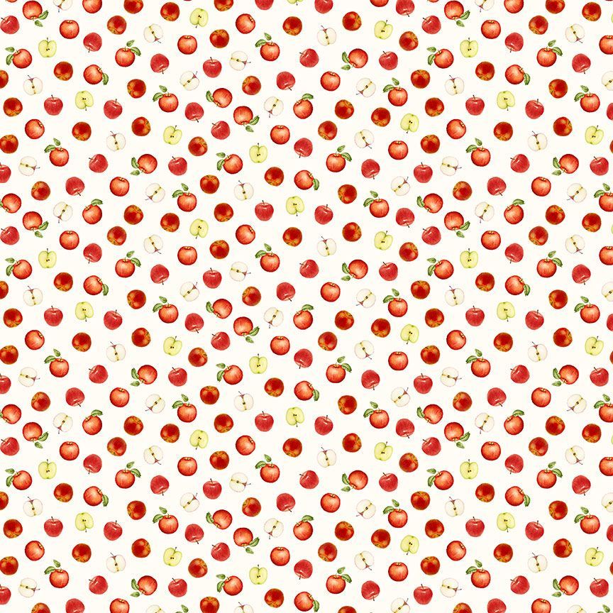 Timeless Treasures Orchard Valley Mini Apples & Slices Quilting Cotton Fabric- Cream