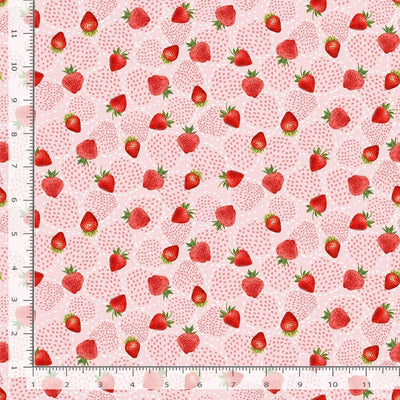 Timeless Treasures Berry Sweet Dotty Strawberries Quilting Cotton Fabric- Berry