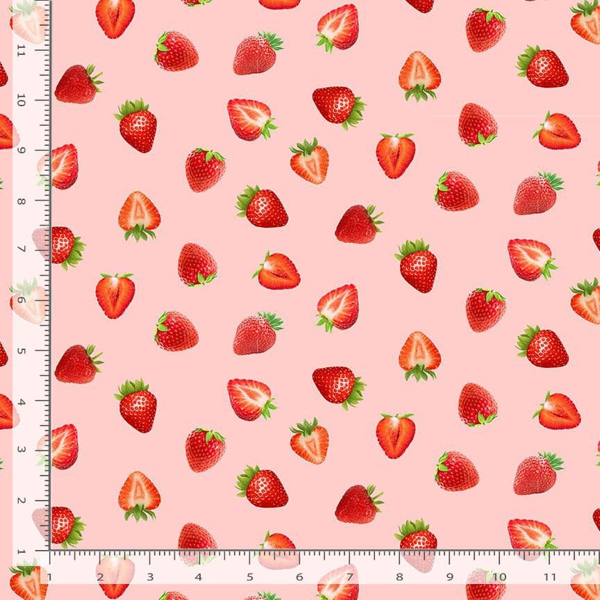 Timeless Treasures Berry Sweet Tossed Strawberries Quilting Cotton Fabric- Pink