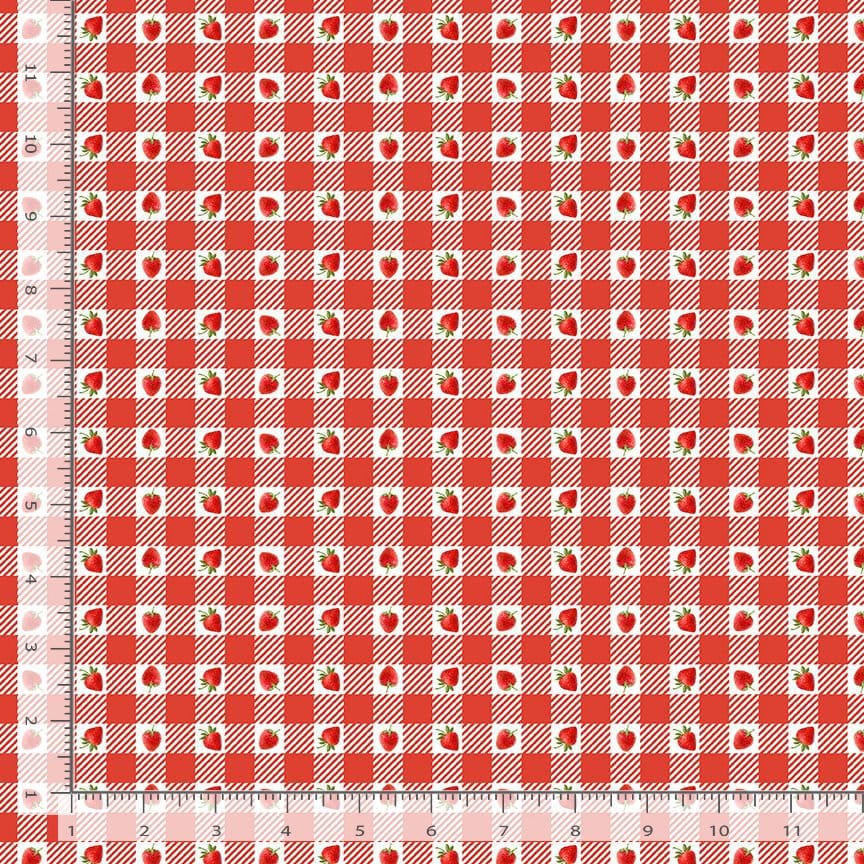 Timeless Treasures Berry Sweet Strawberries on Plaid Quilting Cotton Fabric- Red