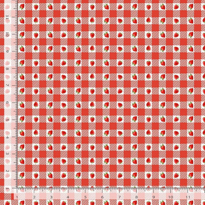 Timeless Treasures Berry Sweet Strawberries on Plaid Quilting Cotton Fabric- Red