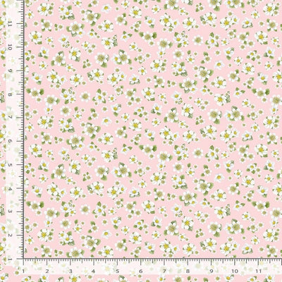 Timeless Treasures Berry Sweet Strawberry Blossoms Quilting Cotton Fabric- Pink