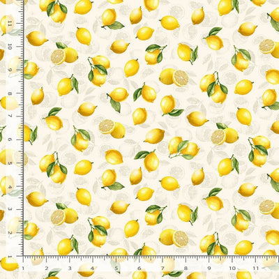 Timeless Treasures Limoncello Tossed Lemons Quilting Cotton Fabric- Cream