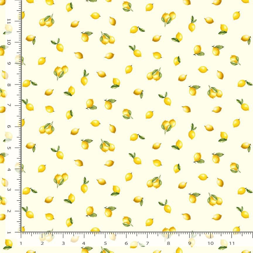 Timeless Treasures Limoncello Tossed Mini Lemons Quilting Cotton Fabric- Cream