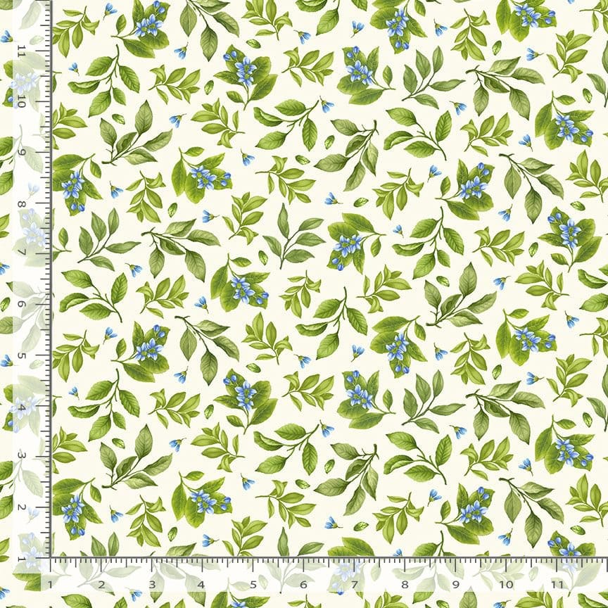 Timeless Treasures Limoncello Lemon Leaves & Flowers Quilting Cotton Fabric- Cream