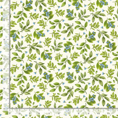 Timeless Treasures Limoncello Lemon Leaves & Flowers Quilting Cotton Fabric- Cream