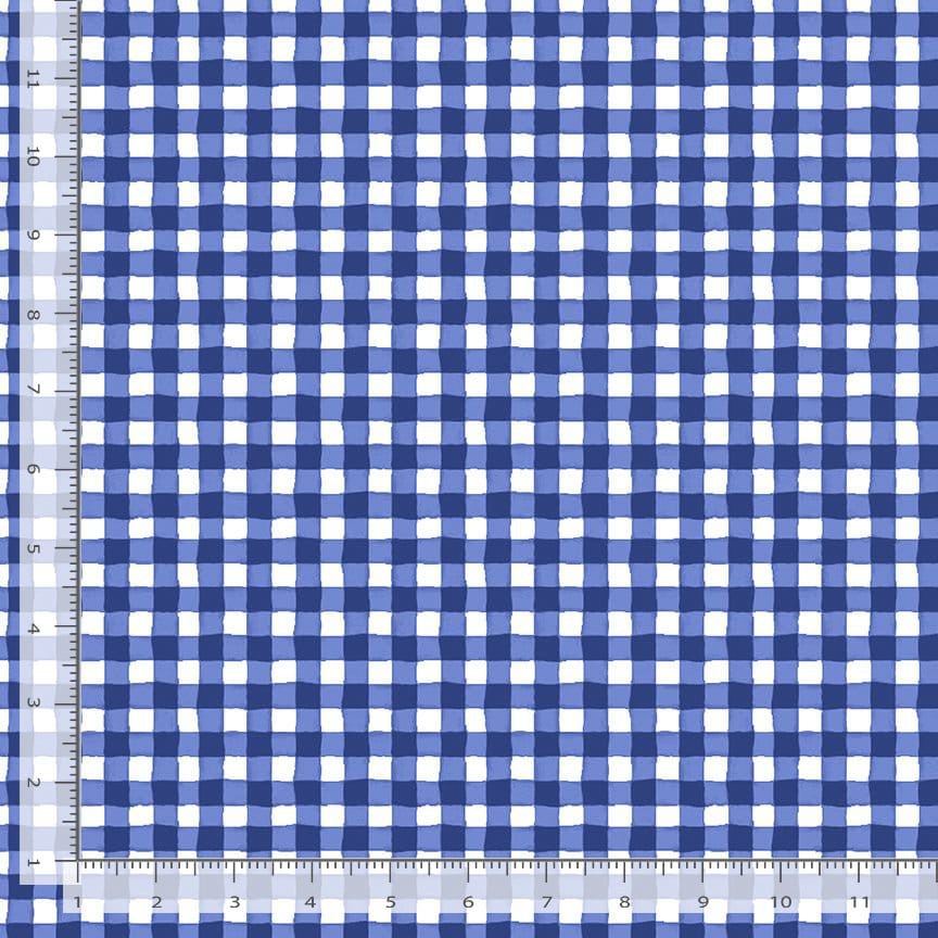 Timeless Treasures Limoncello Gingham Check Quilting Cotton Fabric- Blue