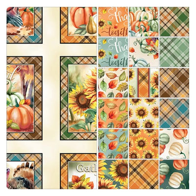 Benartex Give Thanks Plentiful Pumpkins Quilting Cotton Fabric- Multi