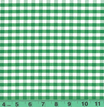 1/4" Kelly Green Checkered Yarn Dyed Poly Cotton Fabric