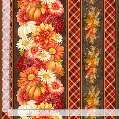 Timeless Treasures Gather With a Grateful Heart Harvest Floral 11" Stripes Quilting Cotton Fabric- Multi