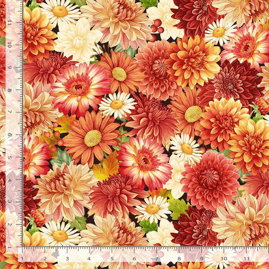 Timeless Treasures Gather With a Grateful Heart Packed Harvest Floral Quilting Cotton Fabric- Harvest
