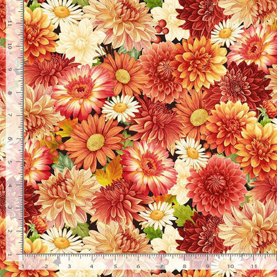 Timeless Treasures Gather With a Grateful Heart Packed Harvest Floral Quilting Cotton Fabric- Harvest