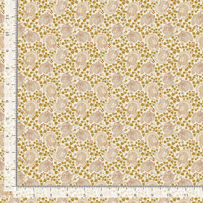 Timeless Treasures Gather With a Grateful Heart Turkey & Leaves Garlands Quilting Cotton Fabric- Cream