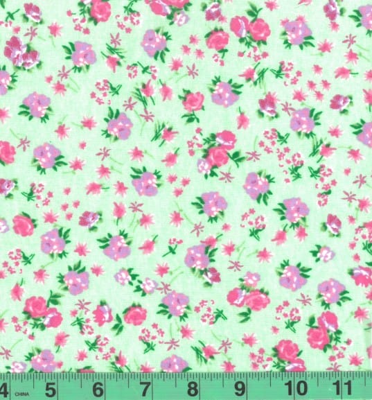 Hallendale Mint Floral Flannel Fabric