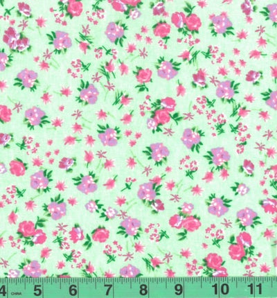 Hallendale Mint Floral Flannel Fabric