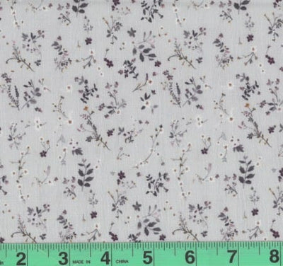 Hannah Gray Tiny Floral Stripe Crepe Polyester Fabric