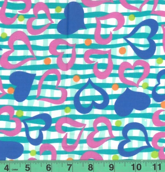 Multi Heart Plaid Easycare Poly Cotton Fabric