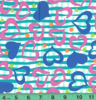 Multi Heart Plaid Easycare Poly Cotton Fabric