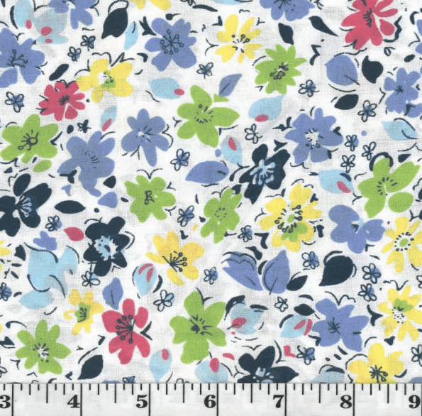 Helena Blue Scattered Floral Poly Cotton Fabric