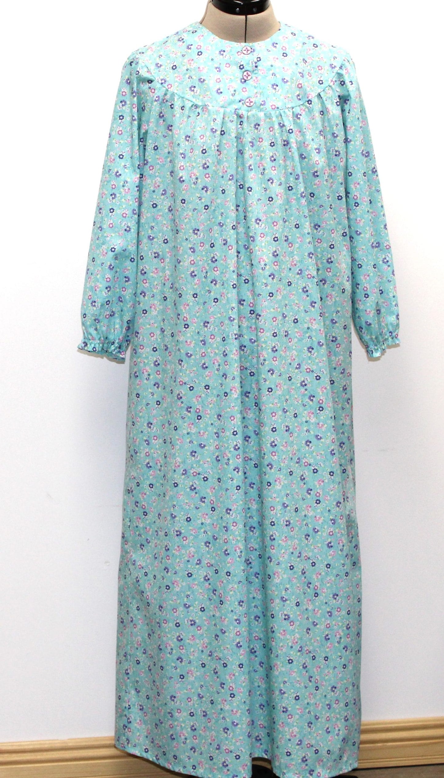 Ladies Modest Seersucker Nightgown- Custom Made For You!