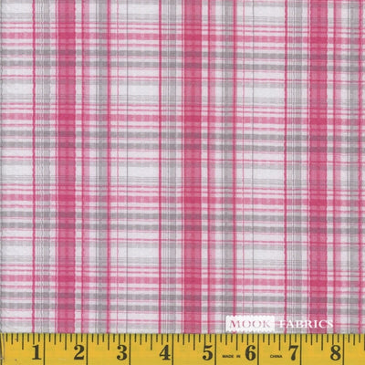 Magenta Plaid Seersucker Fabric - 1 1/2 yd