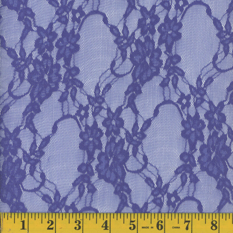 Royal Blue Floral Stretch Lace Fabric