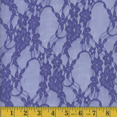 Royal Blue Floral Stretch Lace Fabric