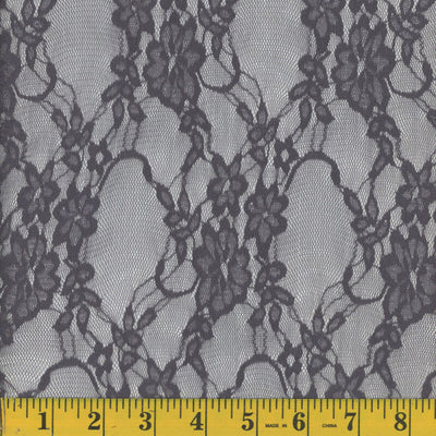 Charcoal Gray Floral Stretch Lace Fabric