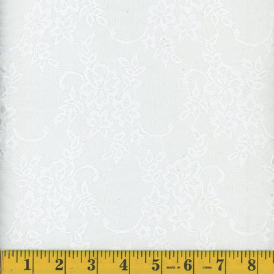 White Floral Stretch Lace Fabric
