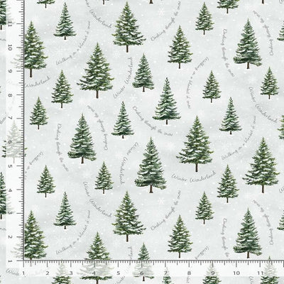 Timeless Treasures Winter Wonderland Trees With Winter Scripts Quilting Cotton Fabric- Tree