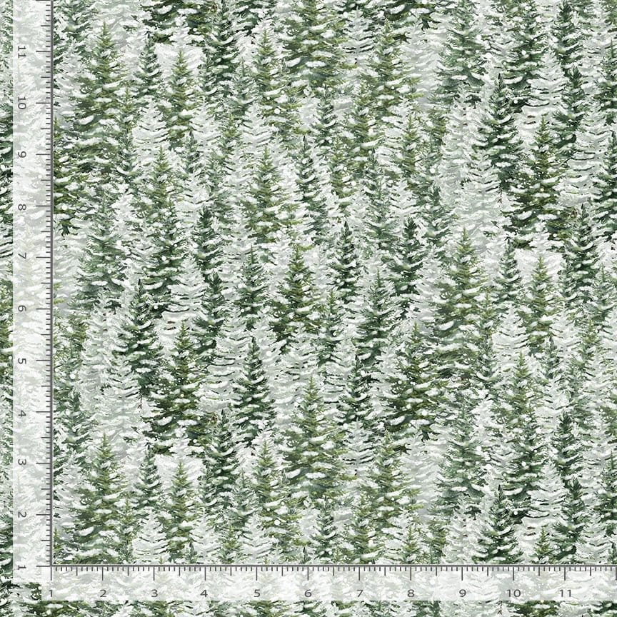 Timeless Treasures Winter Wonderland Snowy Pine Trees Quilting Cotton Fabric- Forest