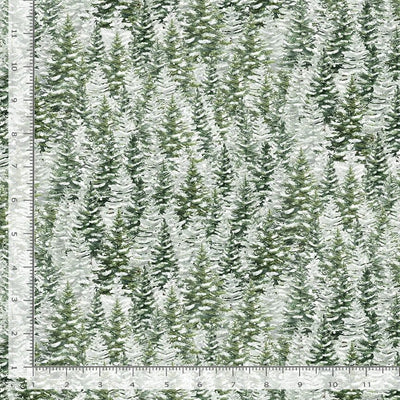 Timeless Treasures Winter Wonderland Snowy Pine Trees Quilting Cotton Fabric- Forest