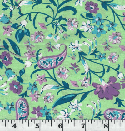 Kalia Mint Paisley Floral Poly Cotton Fabric
