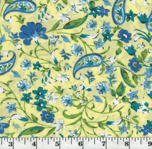 Kalia Yellow Paisley Floral Poly Cotton Fabric