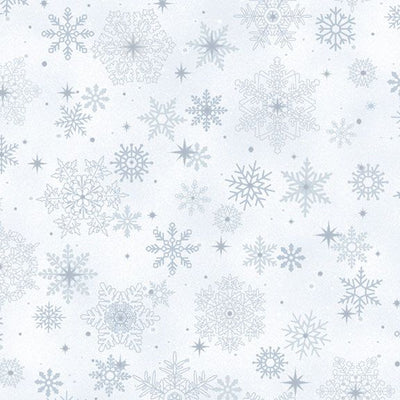 M650948D SKY Marcus Fabrics Minky Medley Snowflake Polyester Minky Fabric- Sky