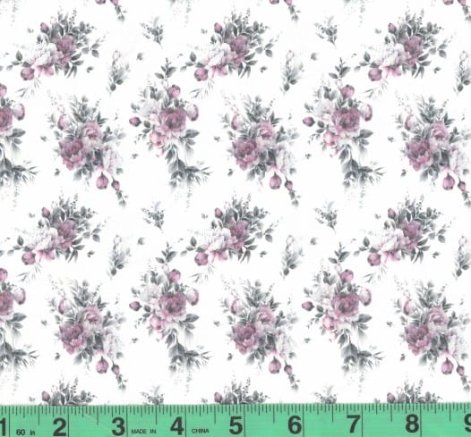 Mandi Mauve Floral Summer Crush Polyester Fabric