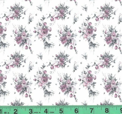 Mandi Mauve Floral Summer Crush Polyester Fabric