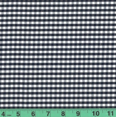 1/8" Navy Blue Checkered Yarn Dyed Poly Cotton Fabric