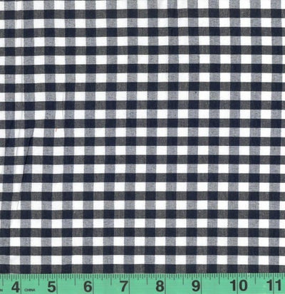 1/4" Navy Blue Checkered Yarn Dyed Poly Cotton Fabric