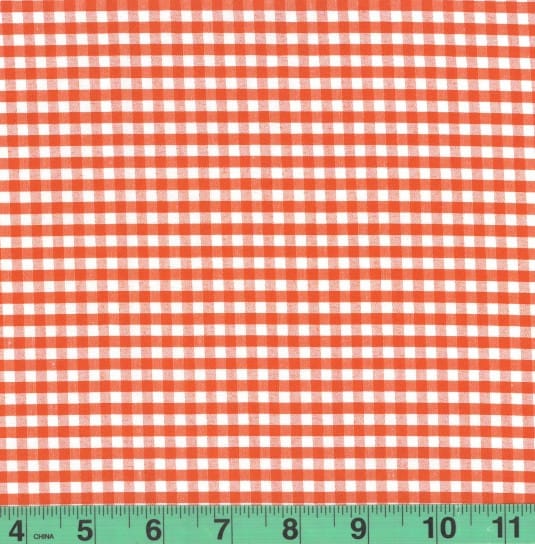 1/8" Orange Checkered Yarn Dyed Poly Cotton Fabric