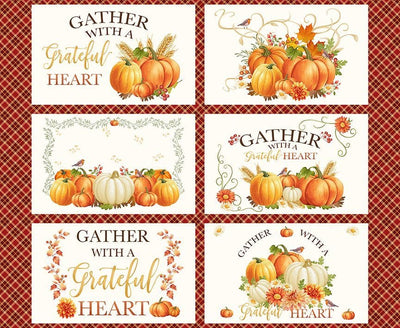 Timeless Treasures Gather With a Grateful Heart Harvest Panel 36" Placemats Quilting Cotton Fabric- Multi