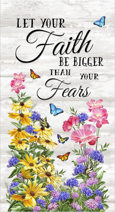 Timeless Treasures Faith 24" Panel Quilting Cotton Fabric- Grey