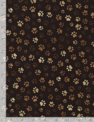 Timeless Treasures Paw Print Quilting Cotton Fabric- Mud