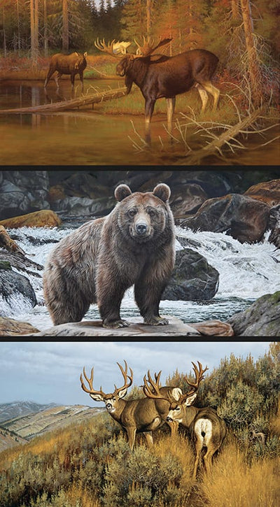 Riley Blake Majestic in Nature Majestic Animals 24" Pillow Panel Quilting Cotton Fabric