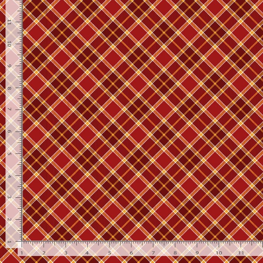 Timeless Treasures Gather With a Grateful Heart Bias Plaids Quilting Cotton Fabric- Cranberry